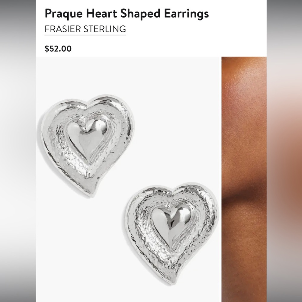 Silver Heart Shaped Earrings